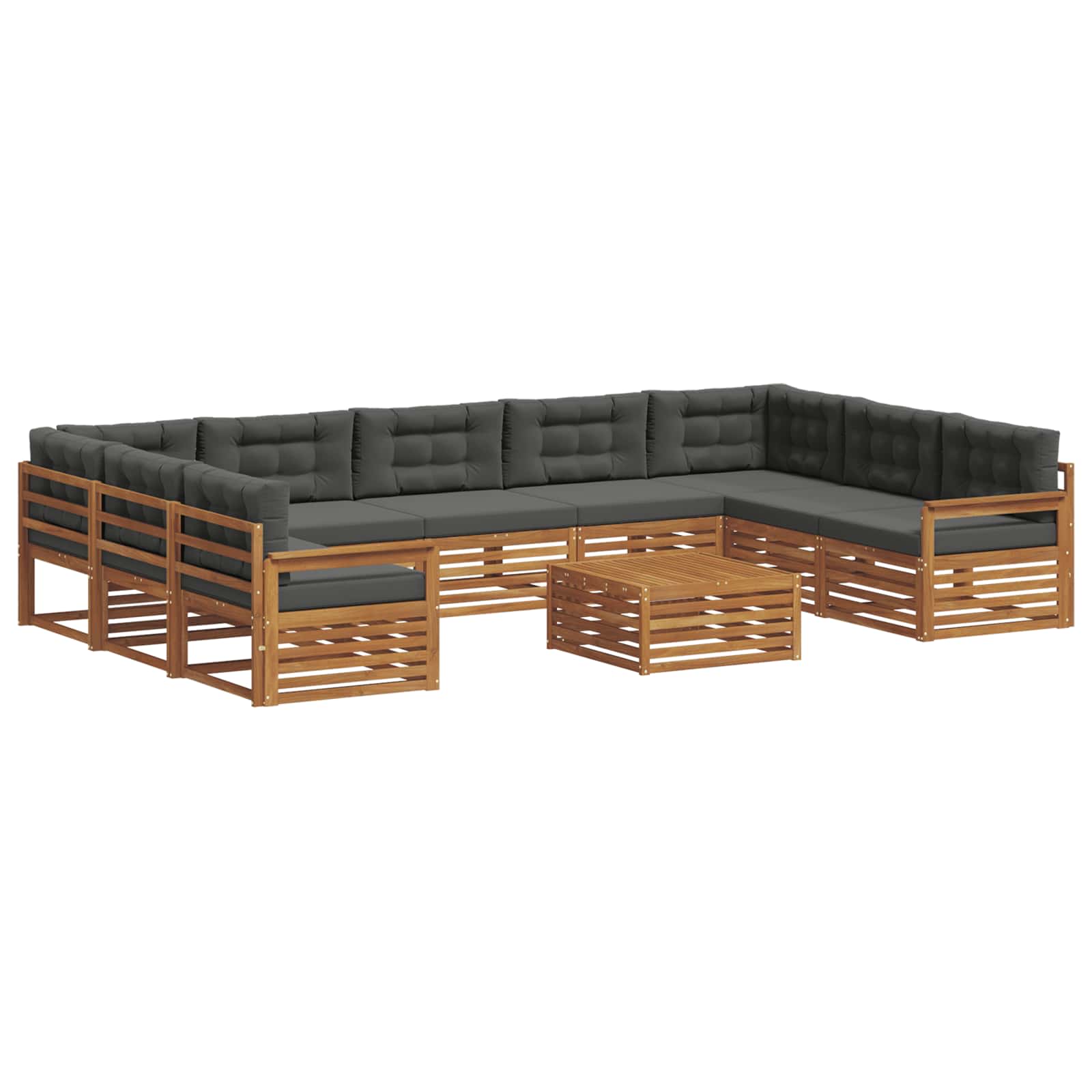 Outdoor-Sofagarnitur 10 stk. Natur und Anthrazit