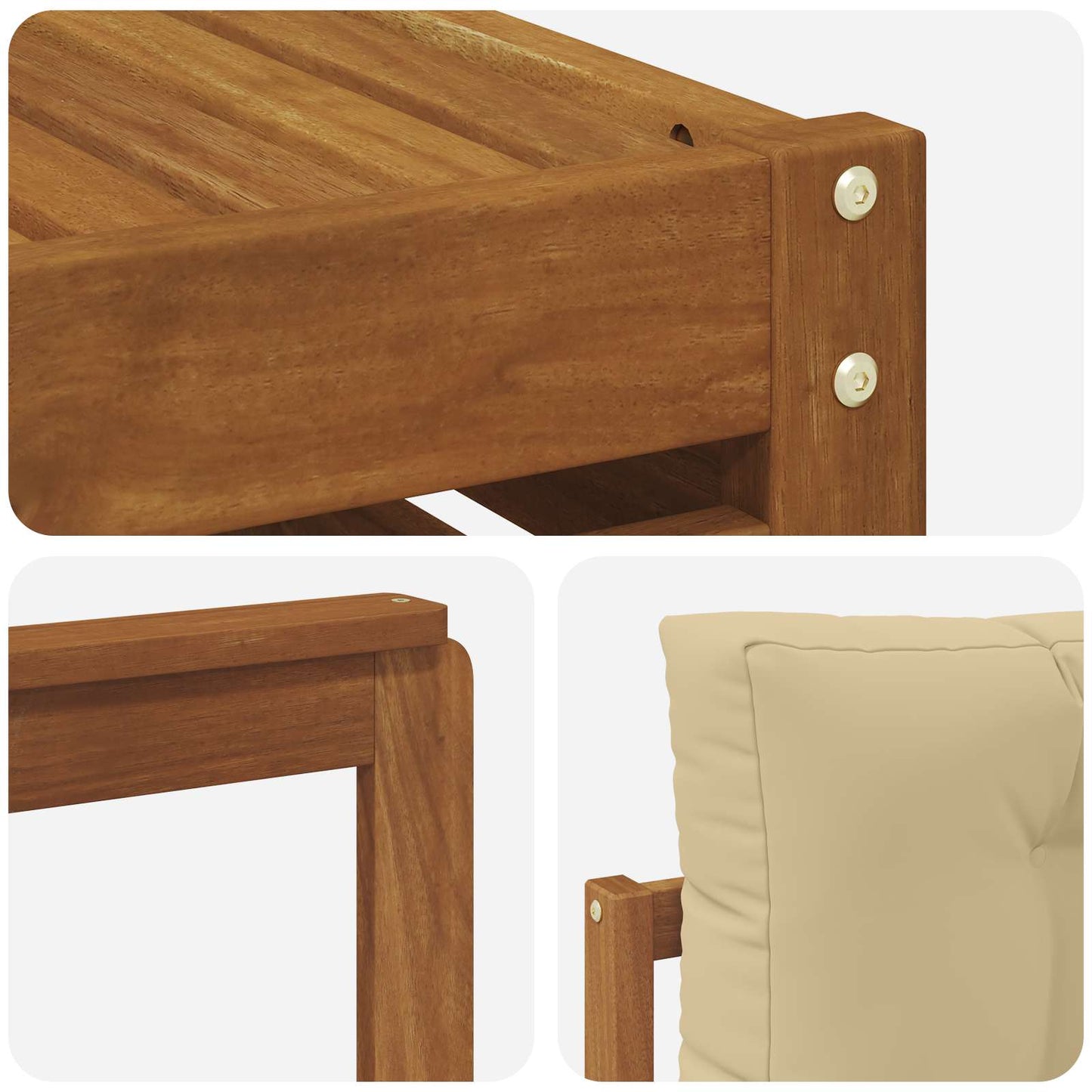 Outdoor-Sofagarnitur 10 stk. Natur und Beige Massivholz Akazie