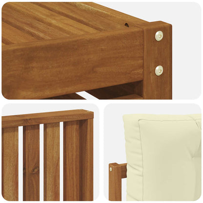 Outdoor-Sofagarnitur 10 stk. Natur und Creme Massivholz Akazie