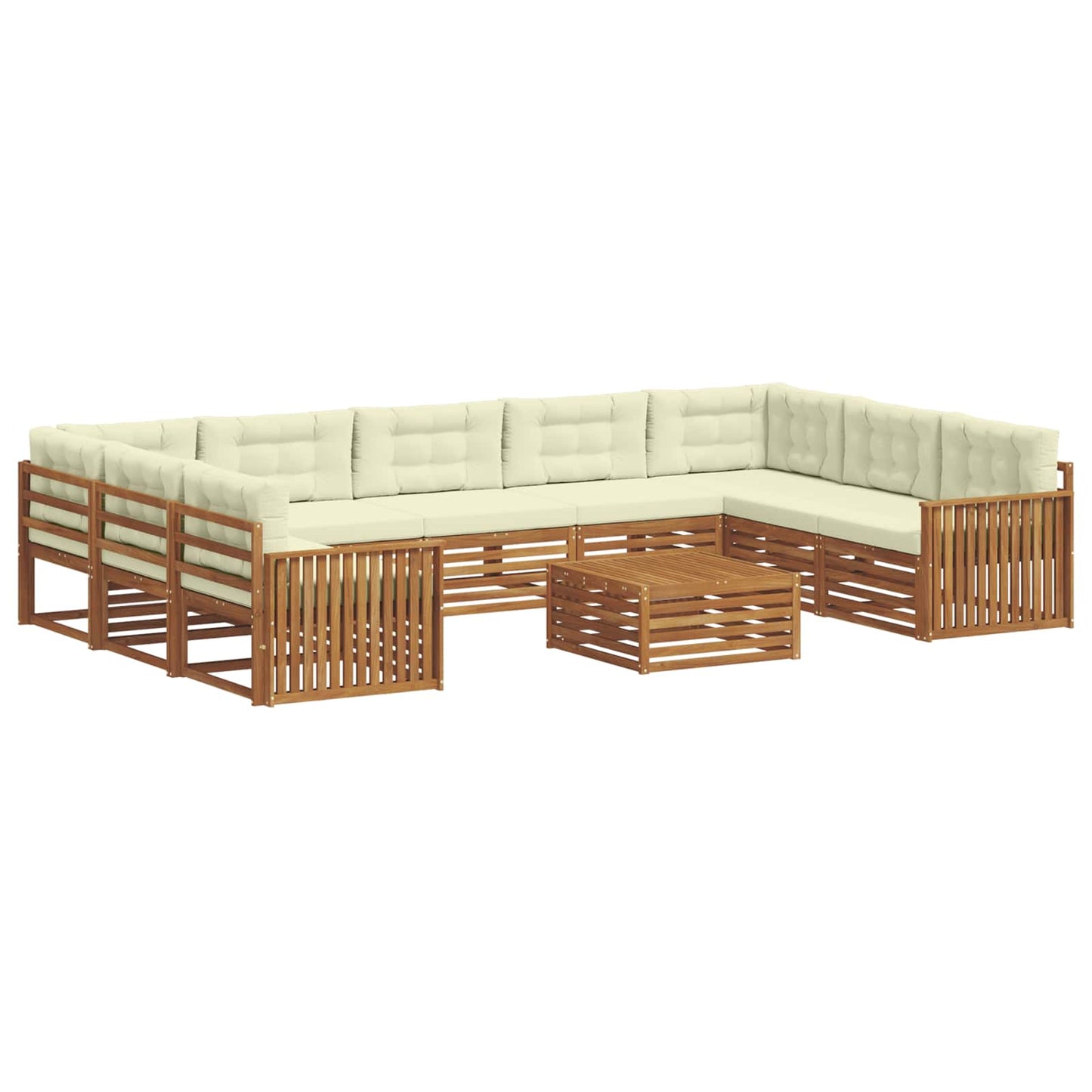Outdoor-Sofagarnitur 10 pcs Natur und Creme Massivholz Akazie