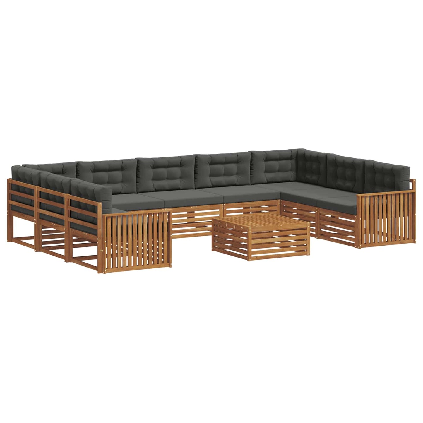 Outdoor-Sofagarnitur 10 stk. Natur und Anthrazit