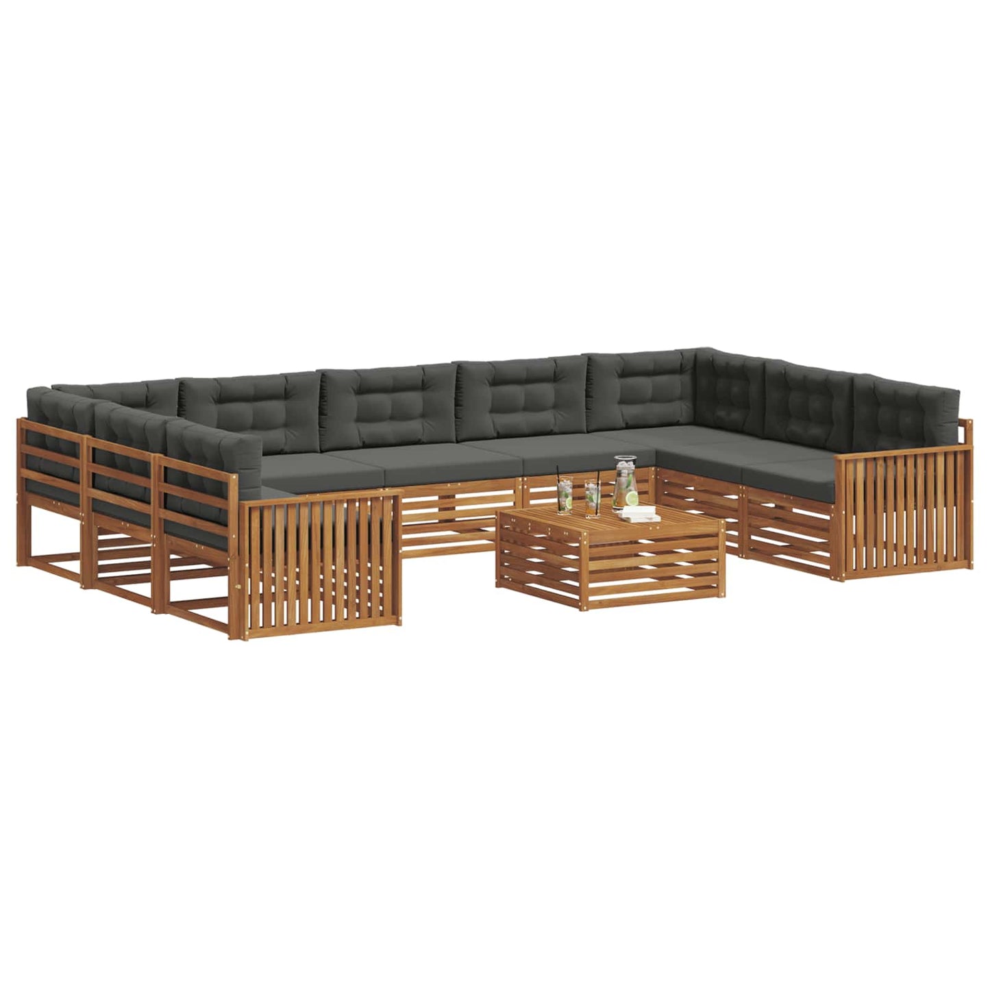 Outdoor-Sofagarnitur 10 stk. Natur und Anthrazit