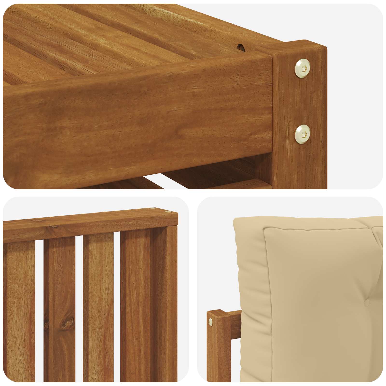 Outdoor-Sofagarnitur 10 stk. Natur und Beige Massivholz Akazie