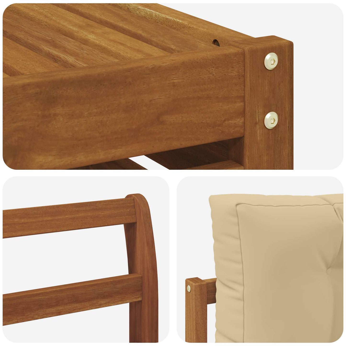 Outdoor-Sofagarnitur 10 stk. Natur und Beige Massivholz Akazie