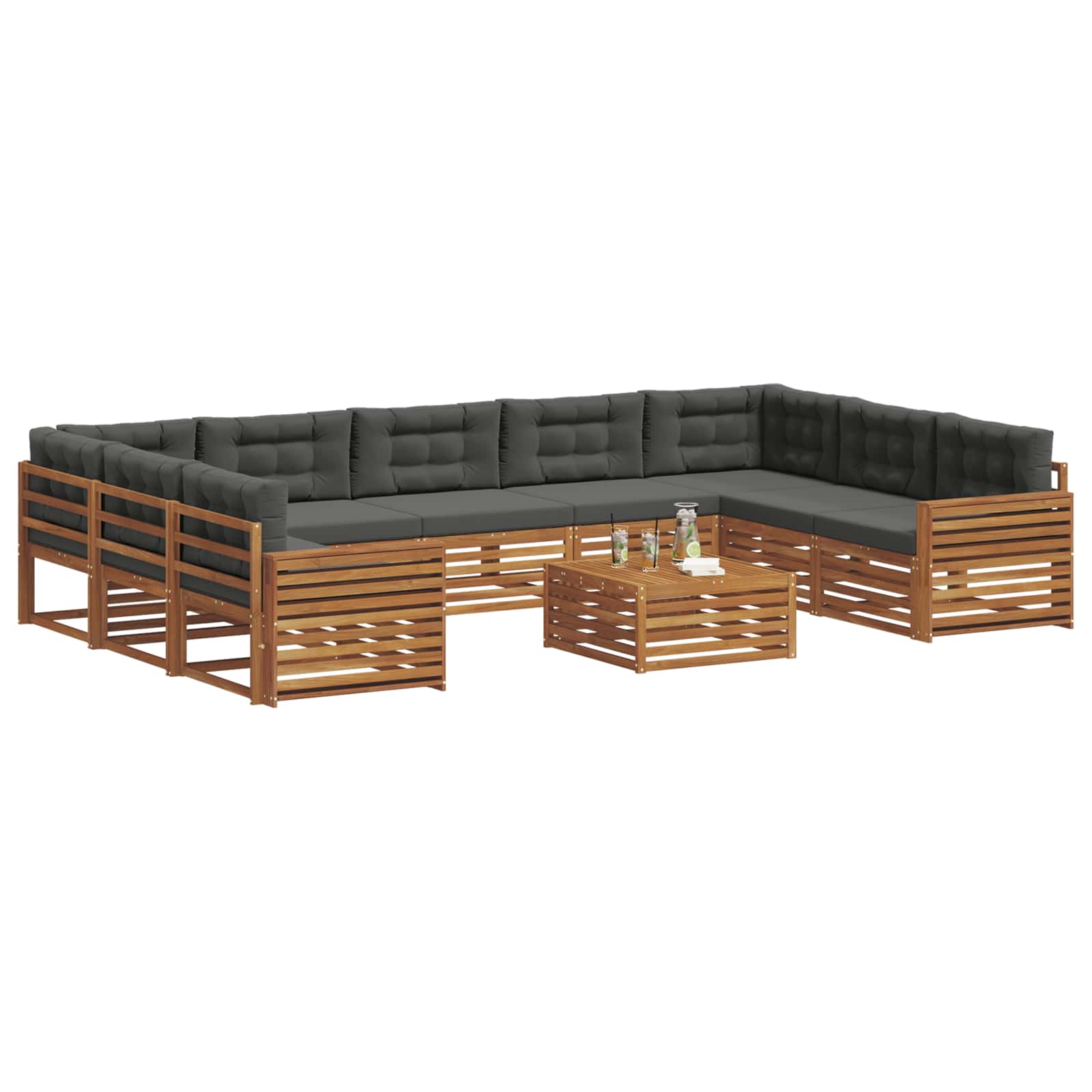 Outdoor-Sofagarnitur 10 stk. Natur und Anthrazit