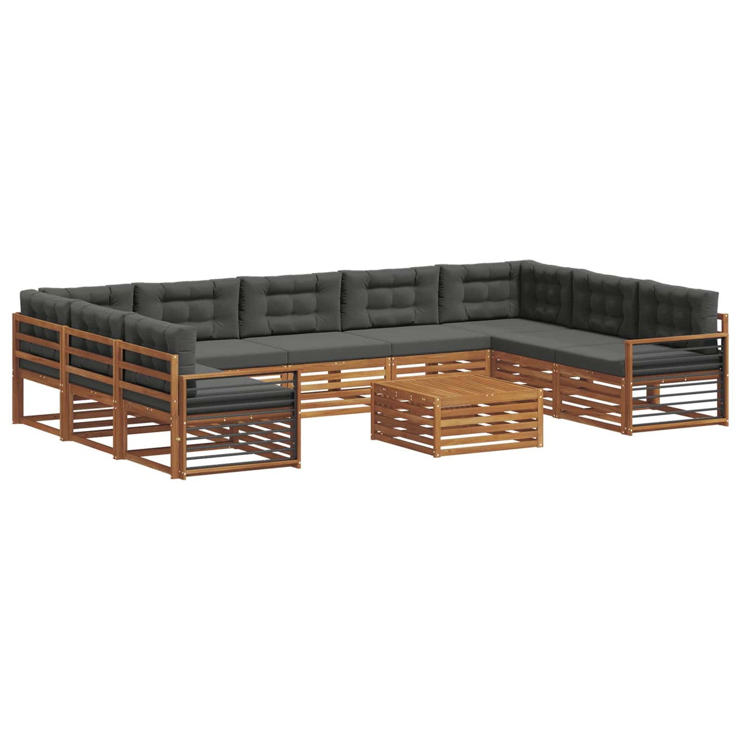 Outdoor-Sofagarnitur 10 stk. Natur und Anthrazit