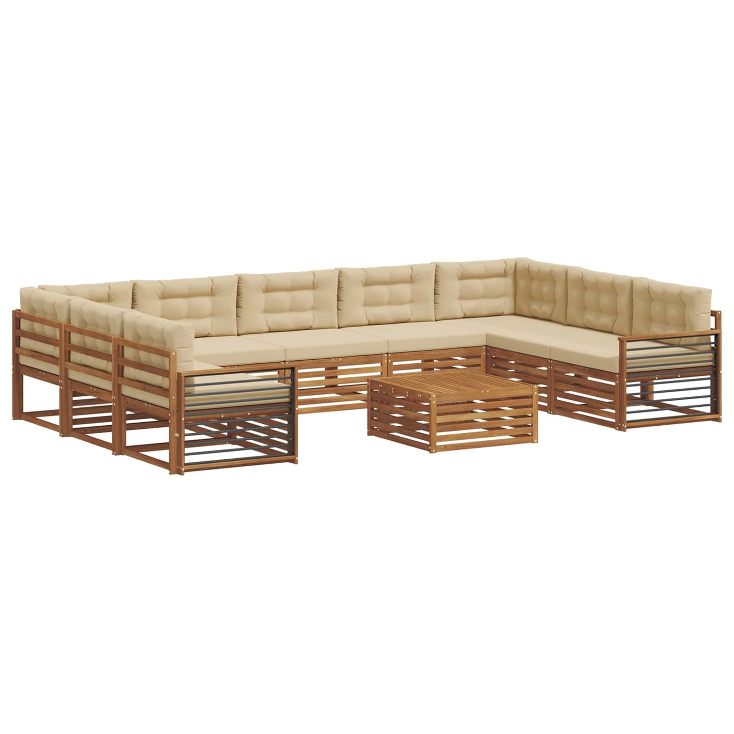 Outdoor-Sofagarnitur 10 pcs Natur und Beige Massivholz Akazie