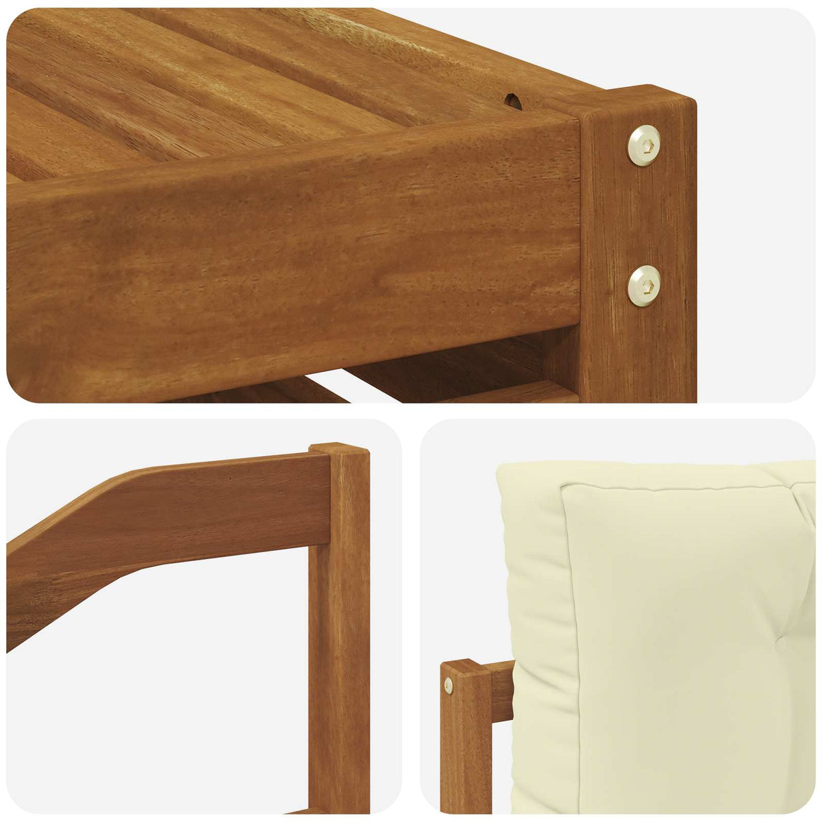 Outdoor-Sofagarnitur 10 stk. Natur und Creme Massivholz Akazie