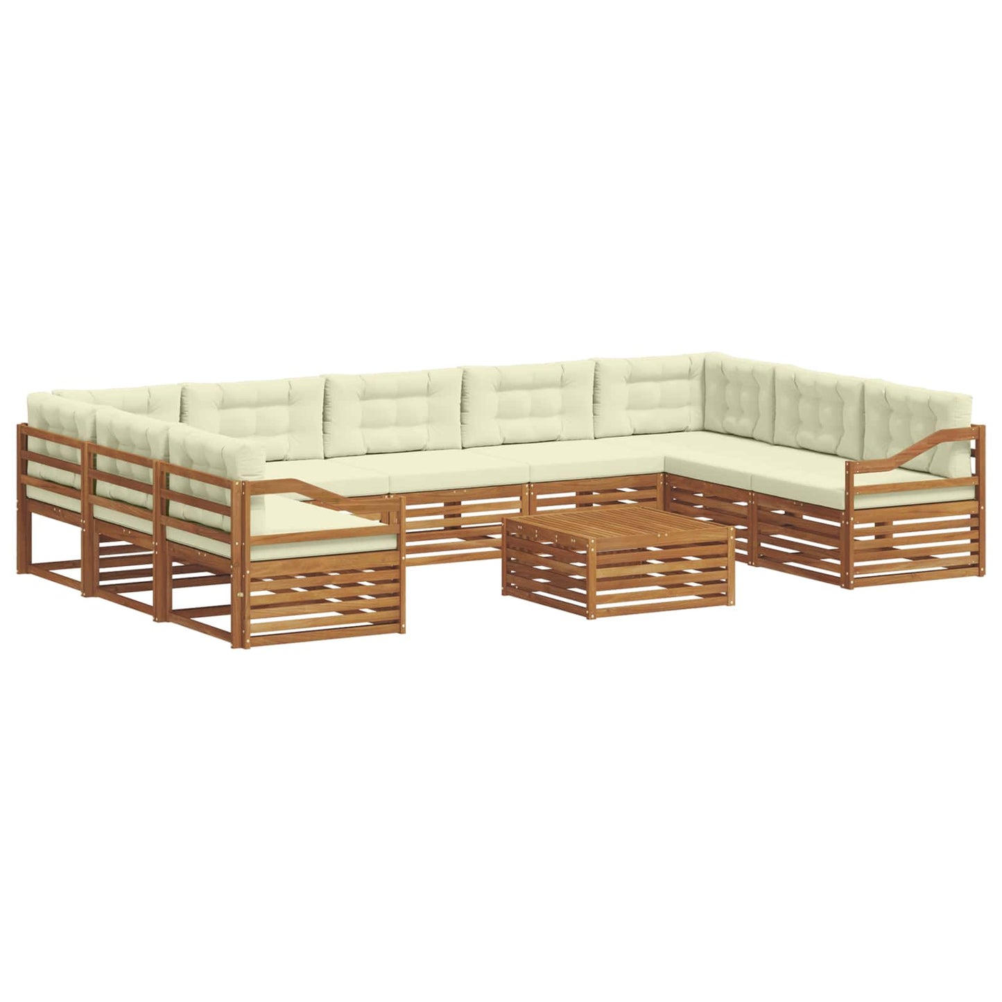 Outdoor-Sofagarnitur 10 pcs Natur und Creme Massivholz Akazie