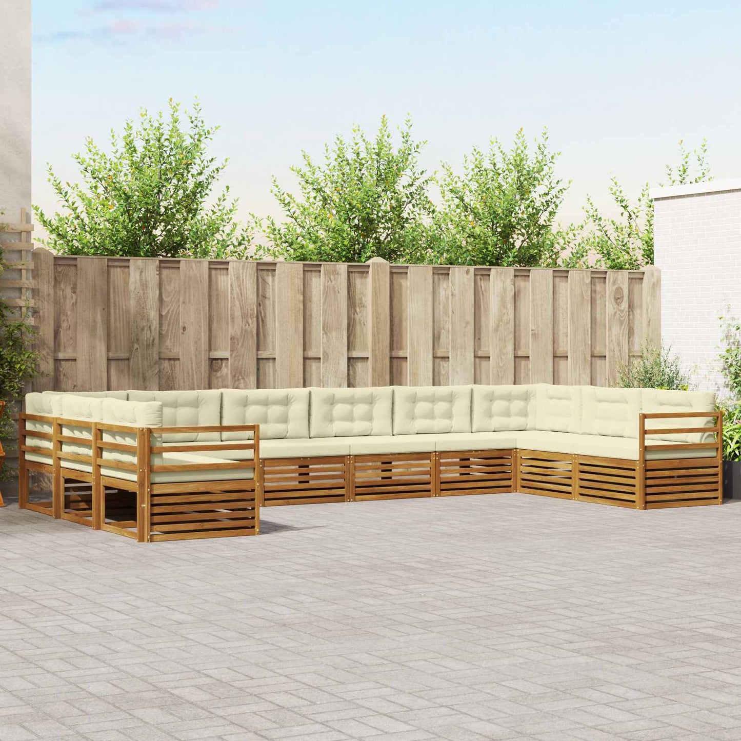 Sofagarnituren 3 stk. Natur und Creme Massivholz Akazie