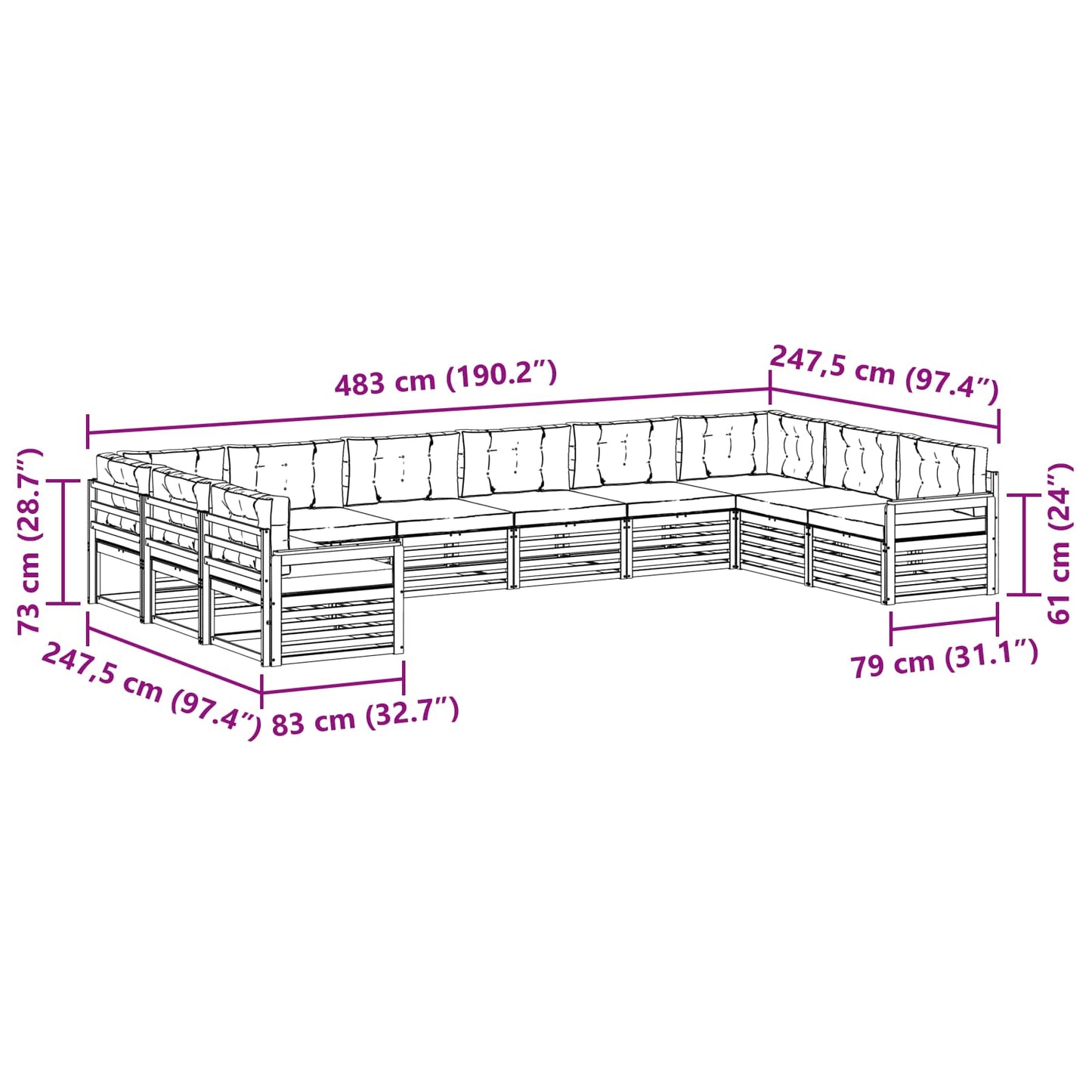 Sofagarnituren 8 stk. Natur und Creme Massivholz Akazie
