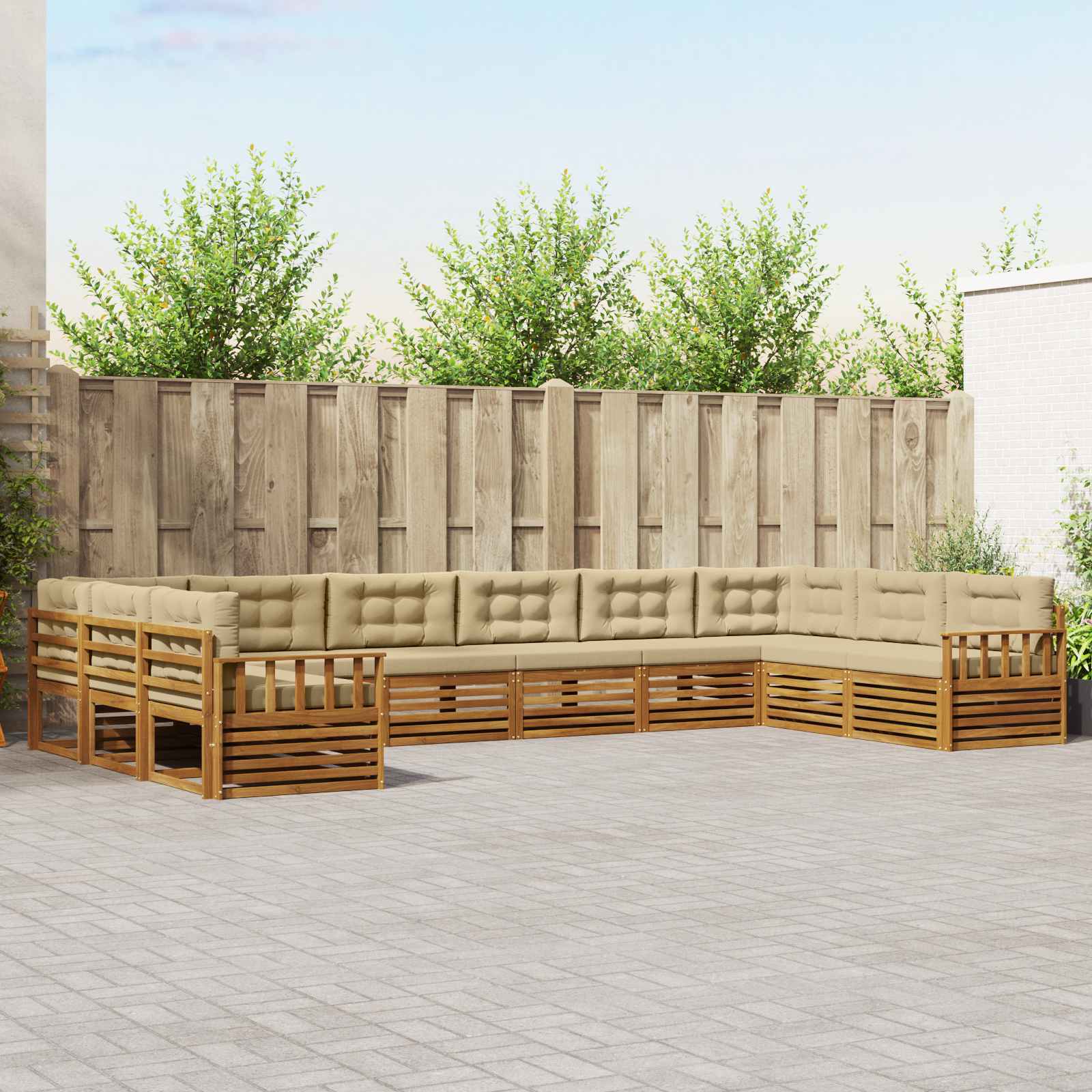 Sofagarnituren 5 pcs Natur und Beige Massivholz Akazie