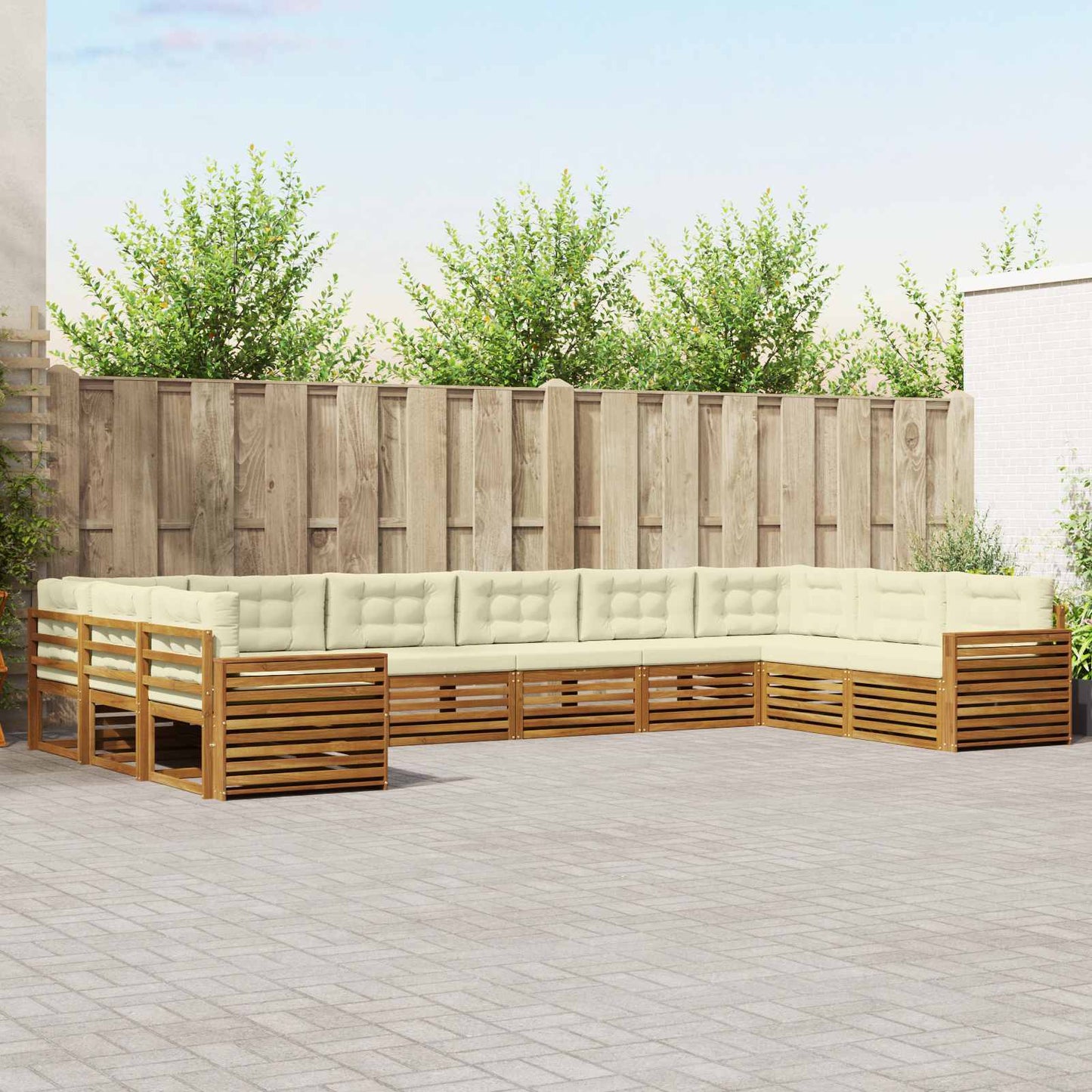 Sofagarnituren 8 pcs Natur und Creme Massivholz Akazie