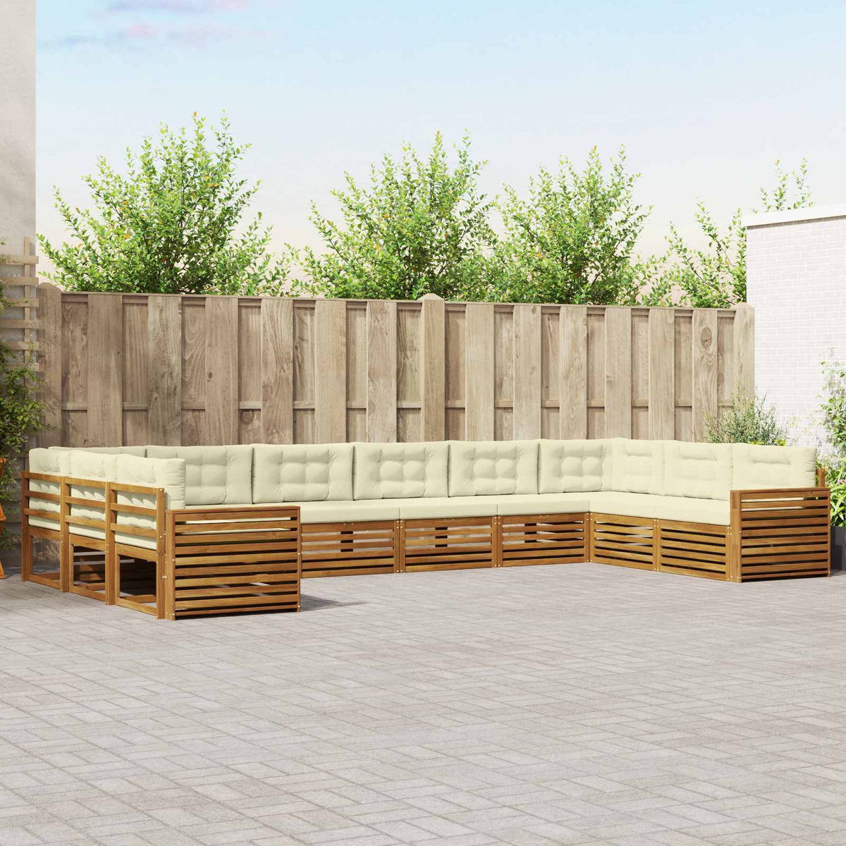 Sofagarnituren 8 stk. Natur und Creme Massivholz Akazie