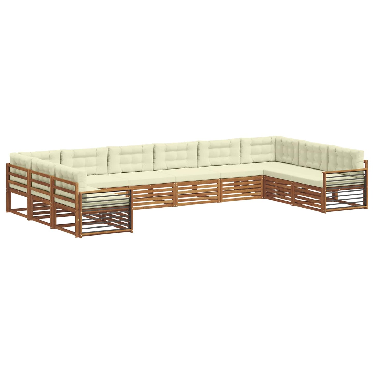 Sofagarnituren 10 stk. Natur und Creme Massivholz Akazie