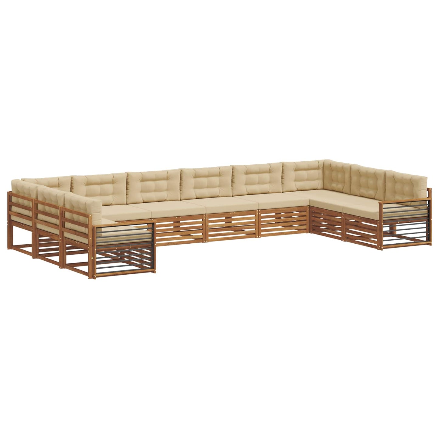 Sofagarnituren 10 pcs Natur und Beige Massivholz Akazie