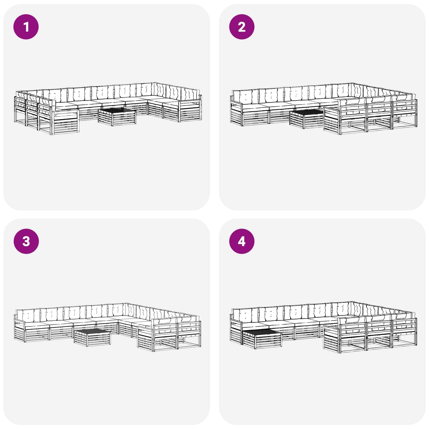 Sofagarnituren 11 pcs Natur und Creme Massivholz Akazie