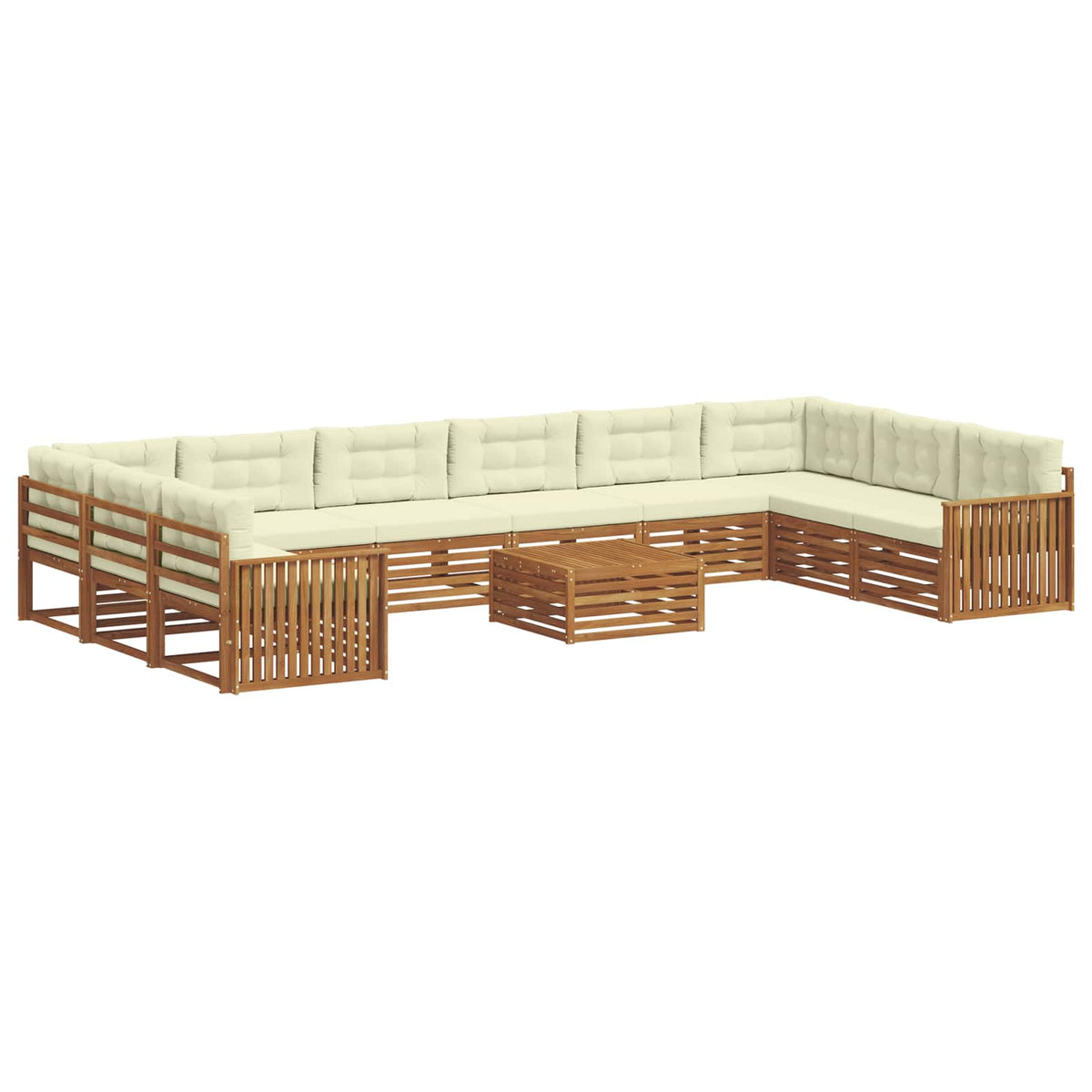 Sofagarnituren 11 stk. Natur und Creme Massivholz Akazie