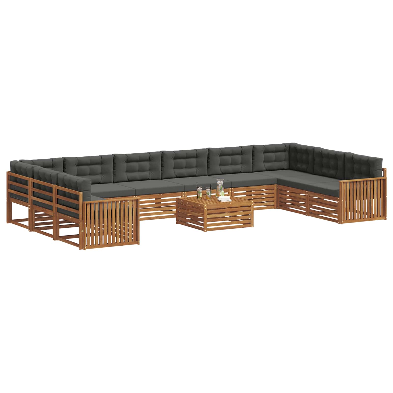 Sofagarnituren 11 stk. Natur und Anthrazit Massivholz Akazie