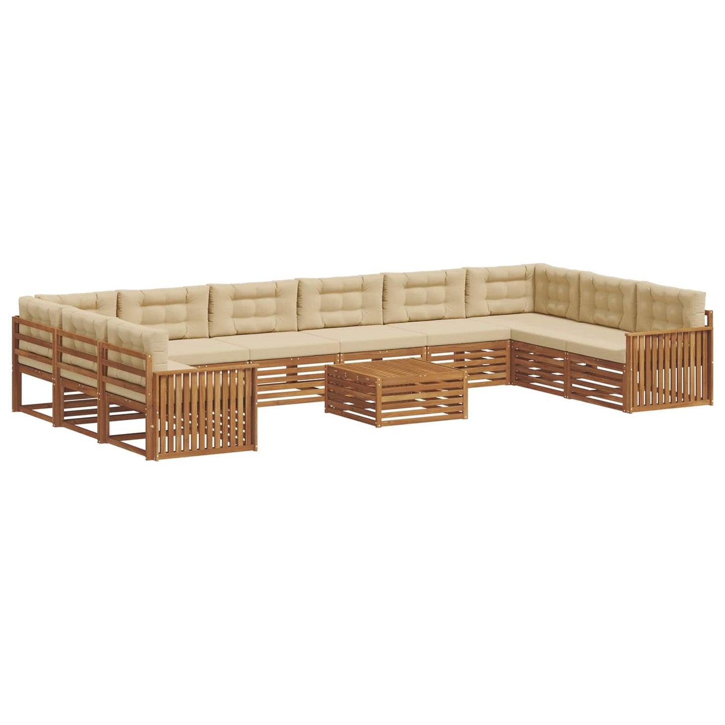 Sofagarnituren 11 pcs Natur und Beige Massivholz Akazie