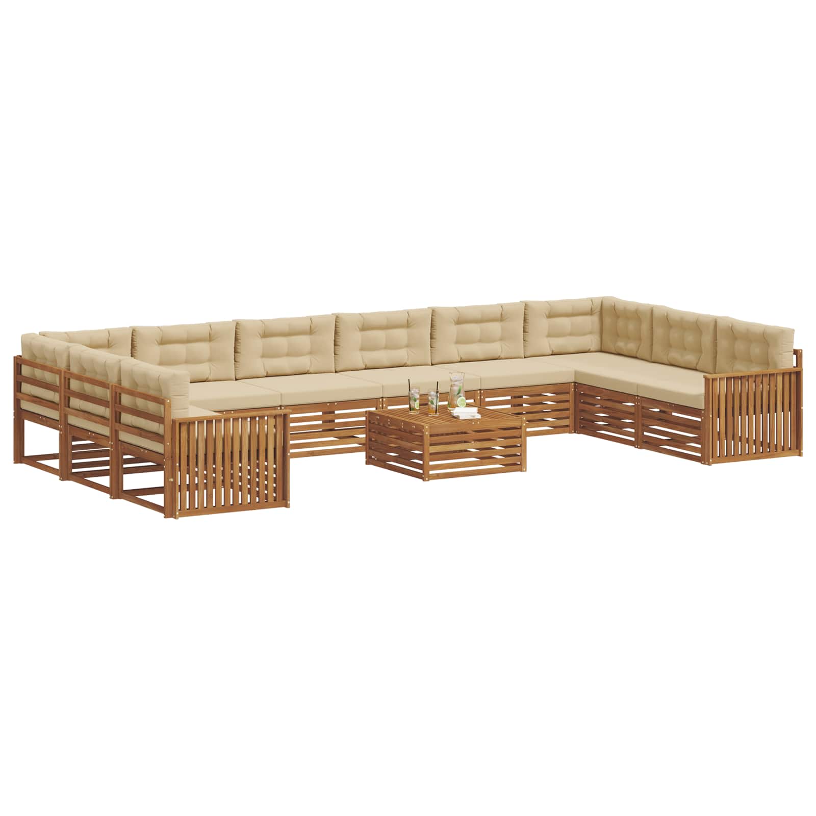 Sofagarnituren 11 pcs Natur und Beige Massivholz Akazie
