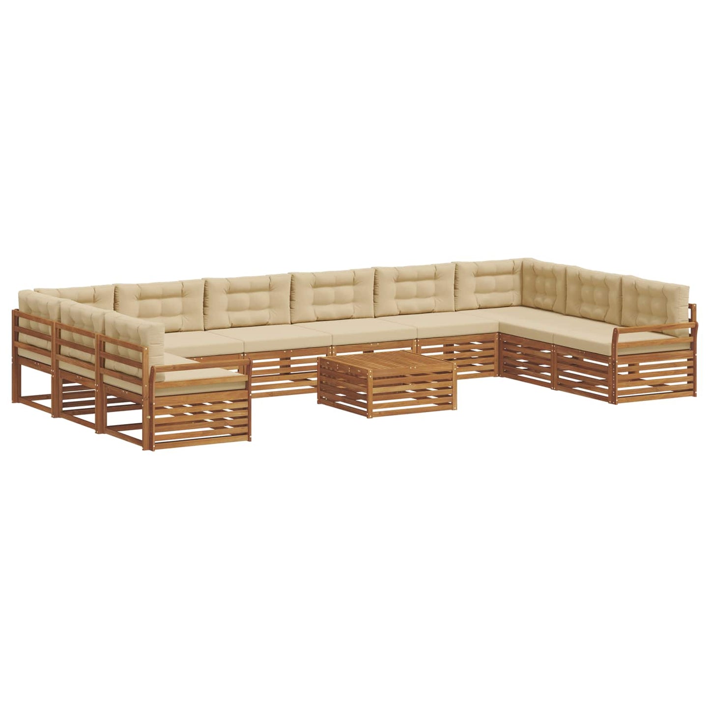 Sofagarnituren 11 pcs Natur und Beige Massivholz Akazie
