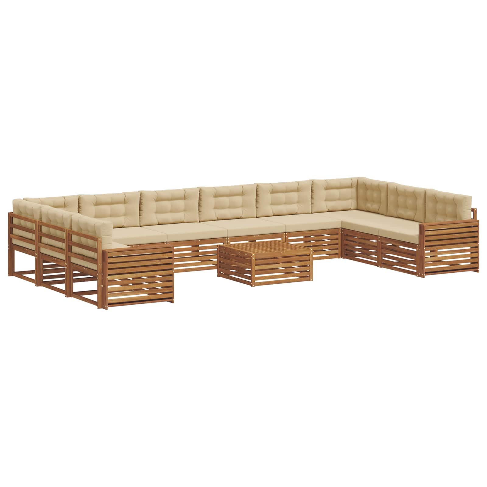 Sofagarnituren 11 pcs Natur und Beige Massivholz Akazie
