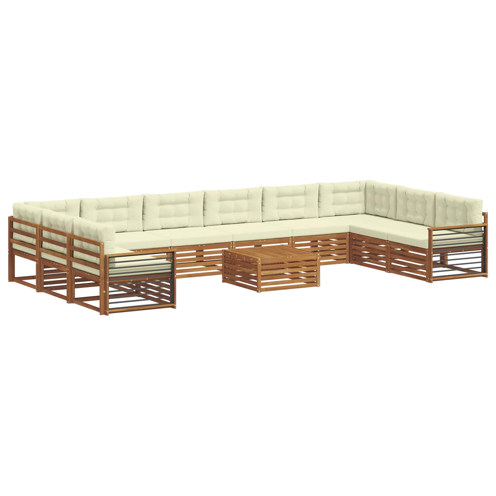 Sofagarnituren 11 stk. Natur und Creme Massivholz Akazie