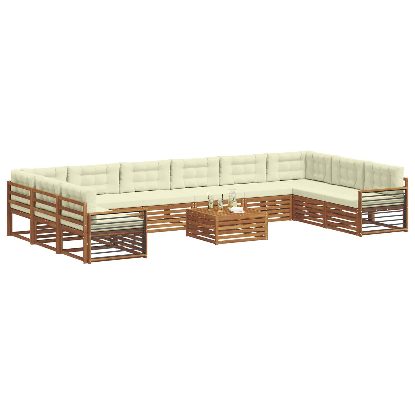 Sofagarnituren 11 stk. Natur und Creme Massivholz Akazie