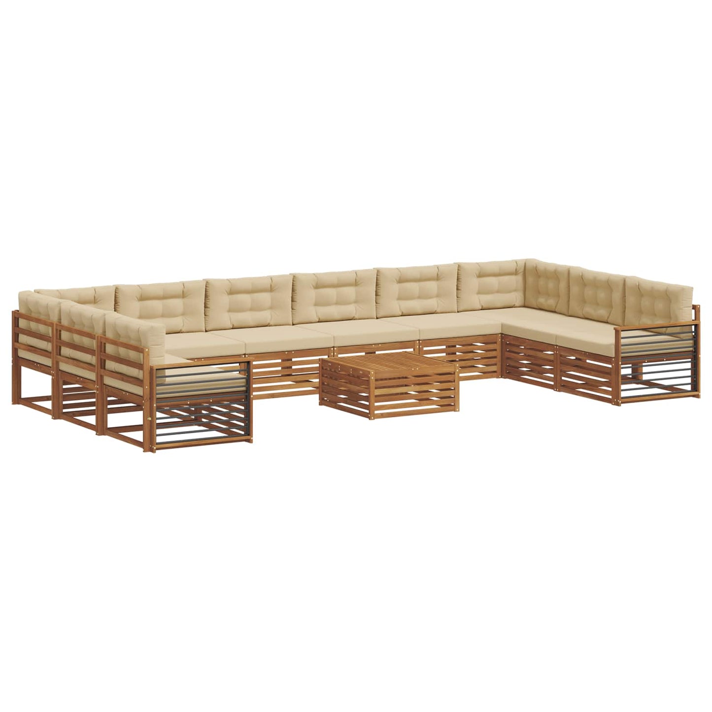 Sofagarnituren 11 pcs Natur und Beige Massivholz Akazie