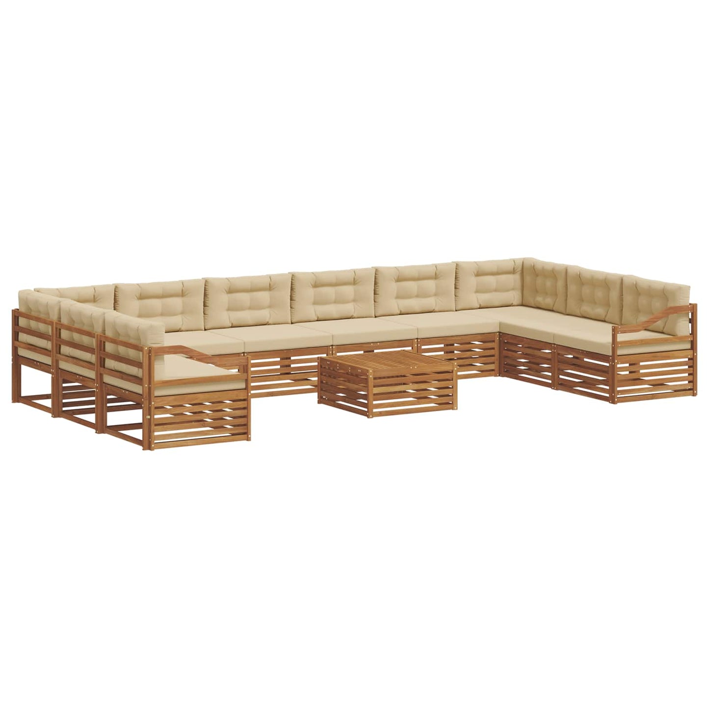 Sofagarnituren 11 pcs Natur und Beige Massivholz Akazie