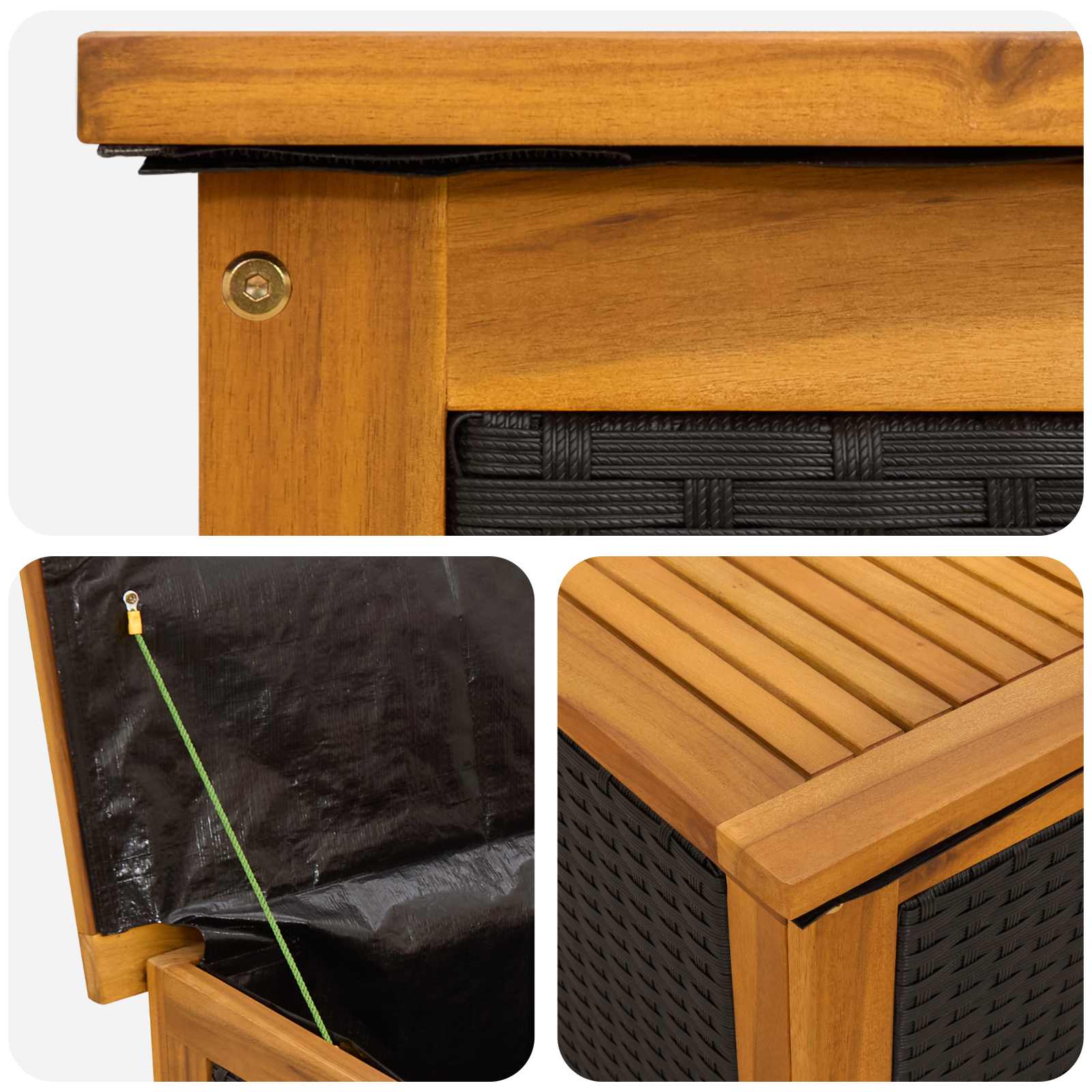 Gartenlagerbox 88 L Massivholz Akazie 60 x 50 x 56 cm Schwarz