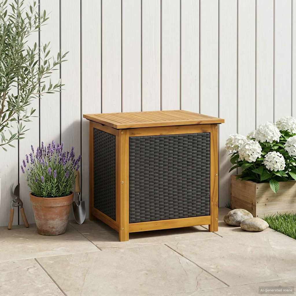 Gartenlagerbox 88 L Massivholz Akazie 60 x 50 x 56 cm Schwarz