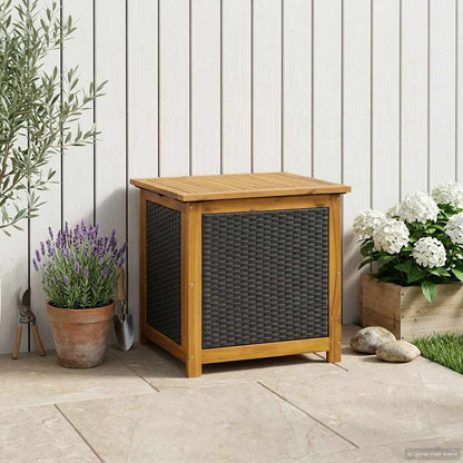 Gartenlagerbox 88 L Massivholz Akazie 60 x 50 x 56 cm Schwarz