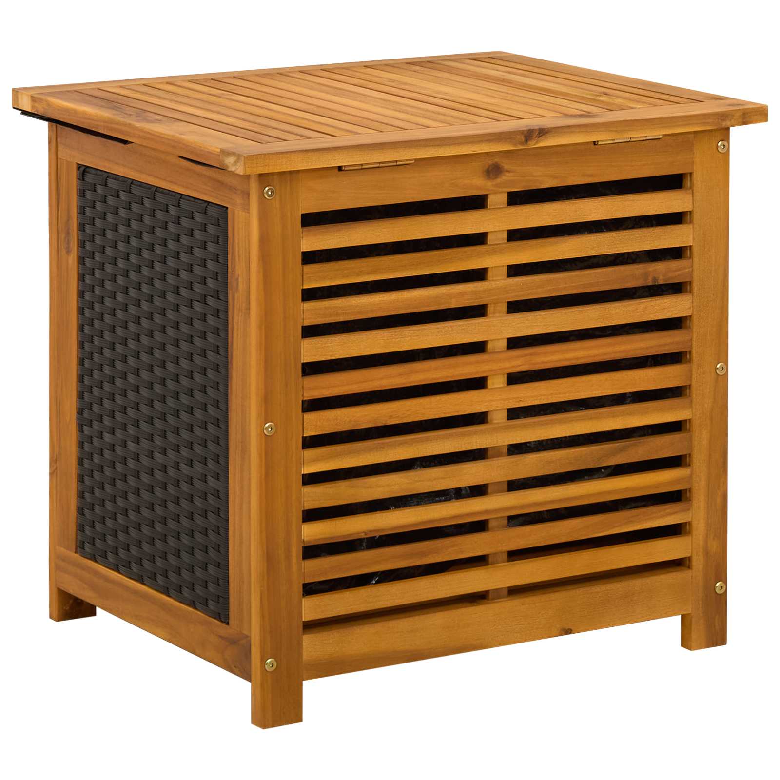Gartenlagerbox 88 L Massivholz Akazie 60 x 50 x 56 cm Schwarz