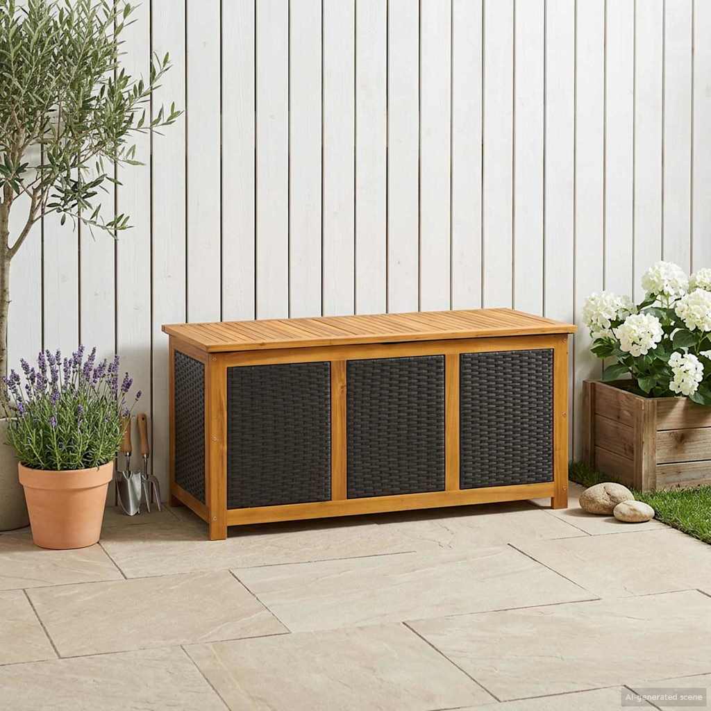 Gartenlagerbox 185 L Massivholz Akazie 113 x 50 x 56 cm Schwarz