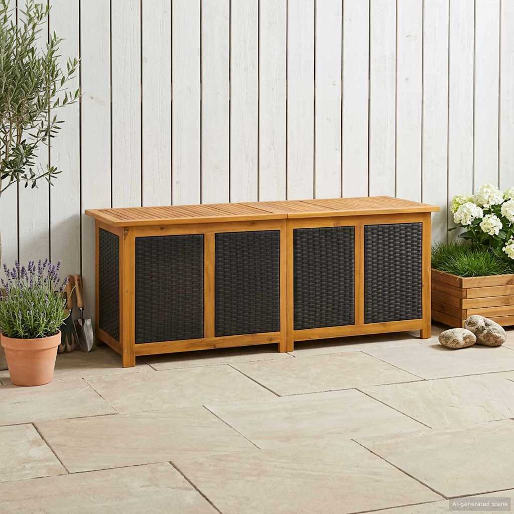 Gartenlagerbox 243 L Massivholz Akazie 150 x 50 x 56 cm Schwarz