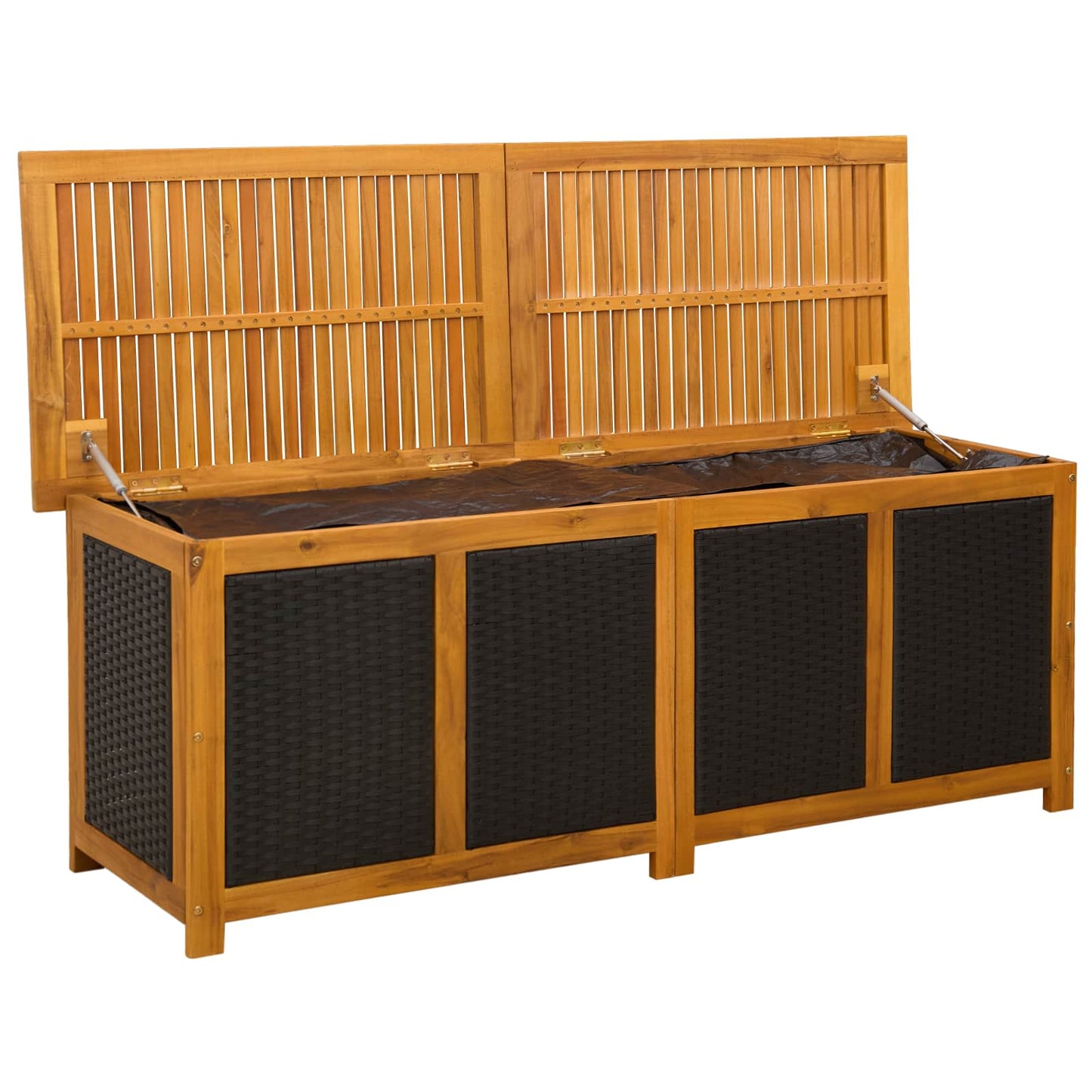 Gartenlagerbox 243 L Massivholz Akazie 150 x 50 x 56 cm Schwarz