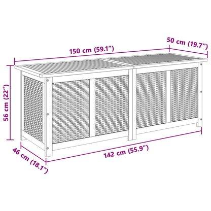Gartenlagerbox 243 L Massivholz Akazie 150 x 50 x 56 cm Schwarz