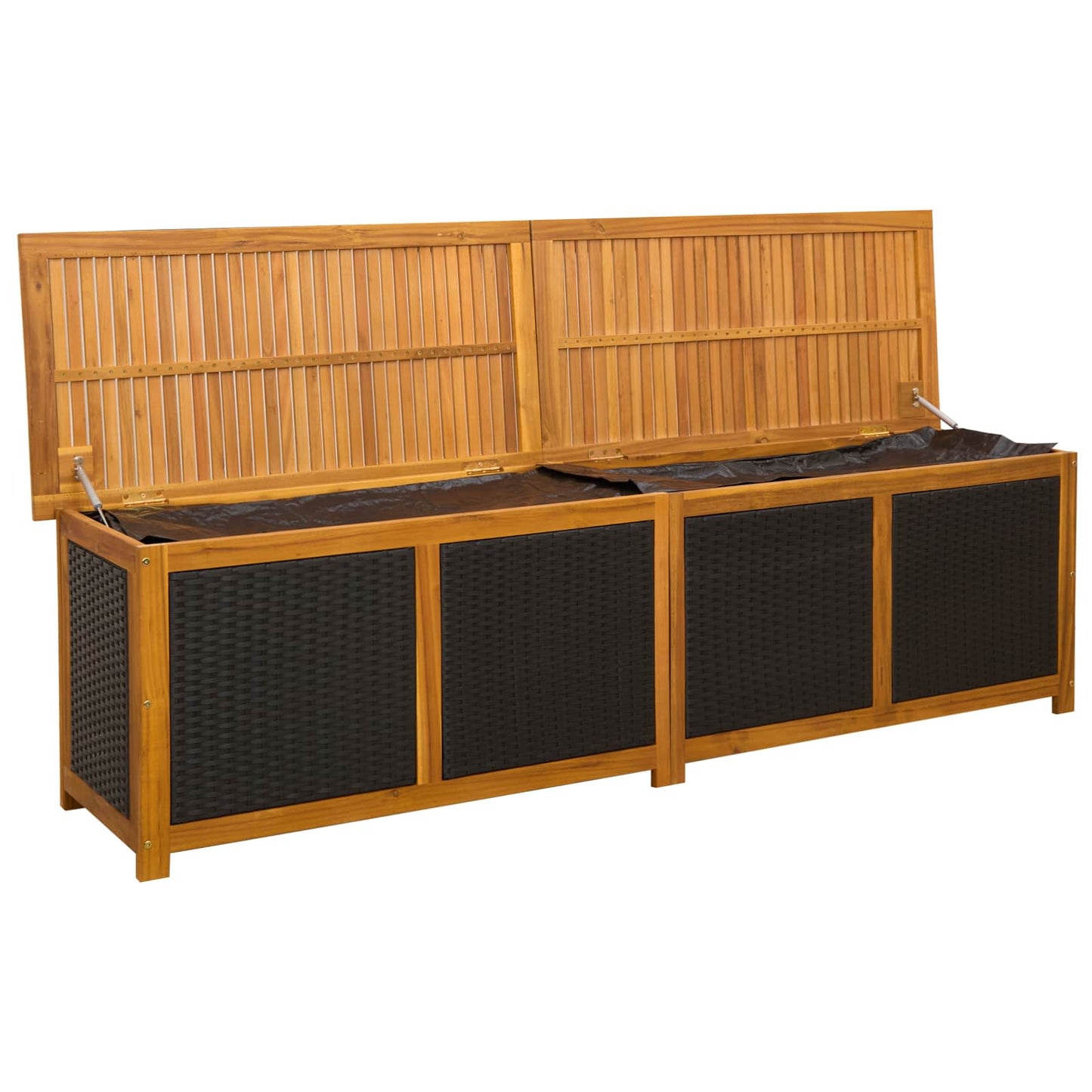 Gartenlagerbox 333 L Massivholz Akazie 200 x 50 x 56 cm Schwarz