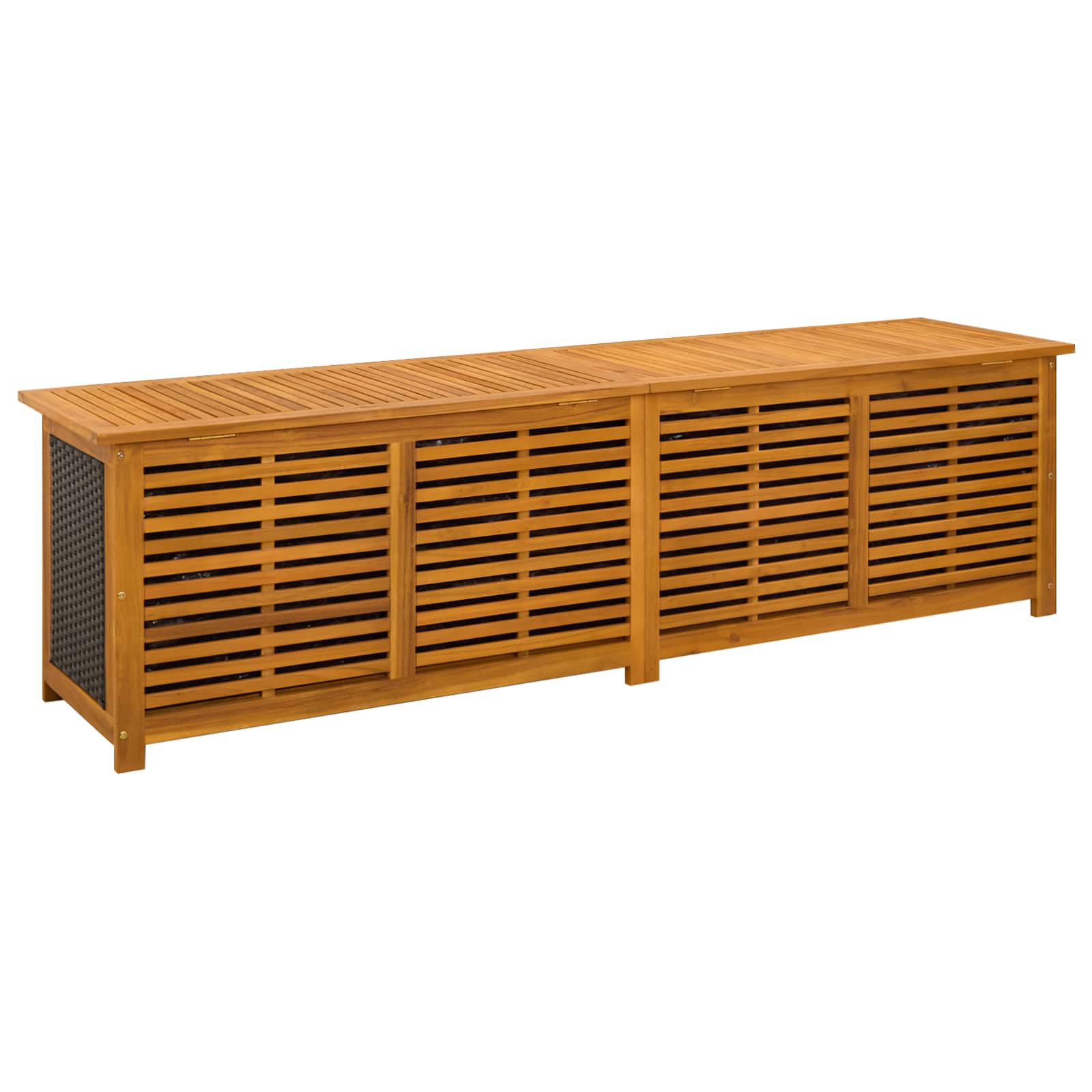 Gartenlagerbox 333 L Massivholz Akazie 200 x 50 x 56 cm Schwarz