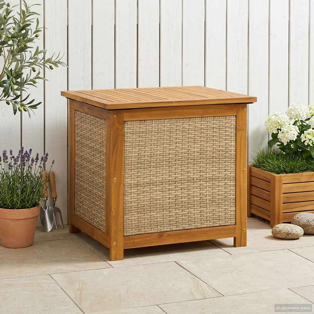 Gartenlagerbox 88 L Massivholz Akazie 60 x 50 x 56 cm Beige