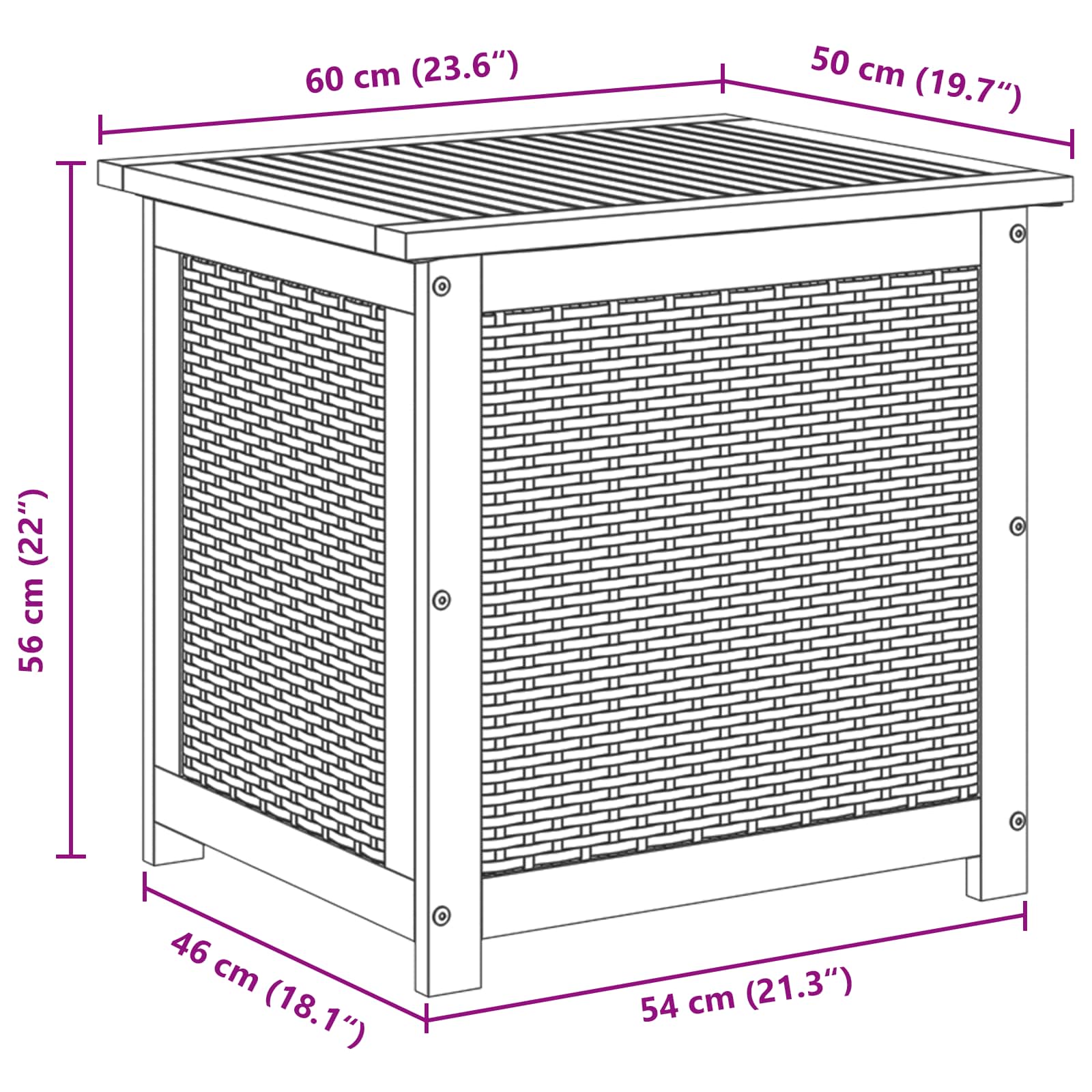 Gartenlagerbox 88 L Massivholz Akazie 60 x 50 x 56 cm Beige