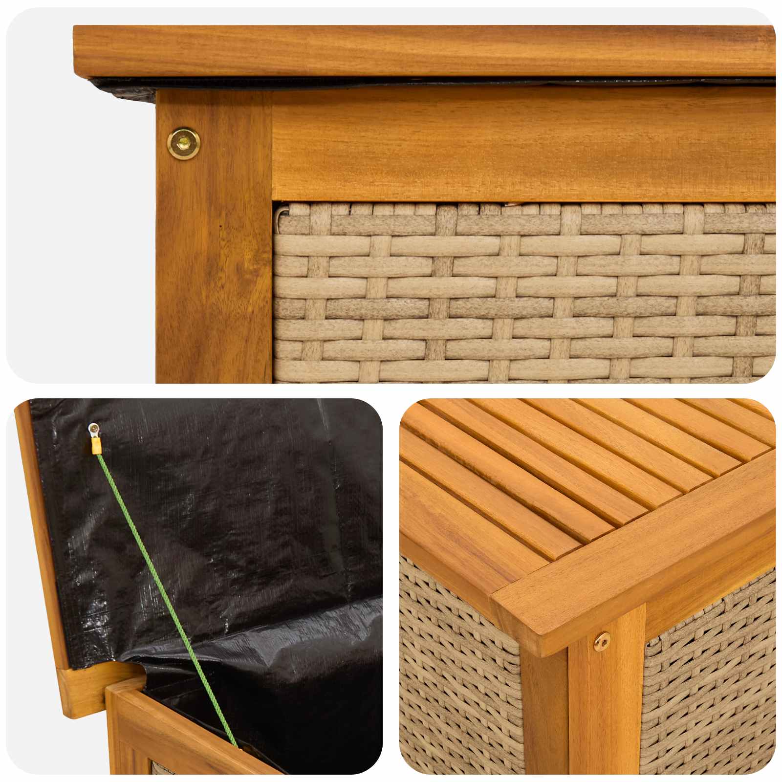 Gartenlagerbox 141 L Massivholz Akazie 90 x 50 x 56 cm Beige