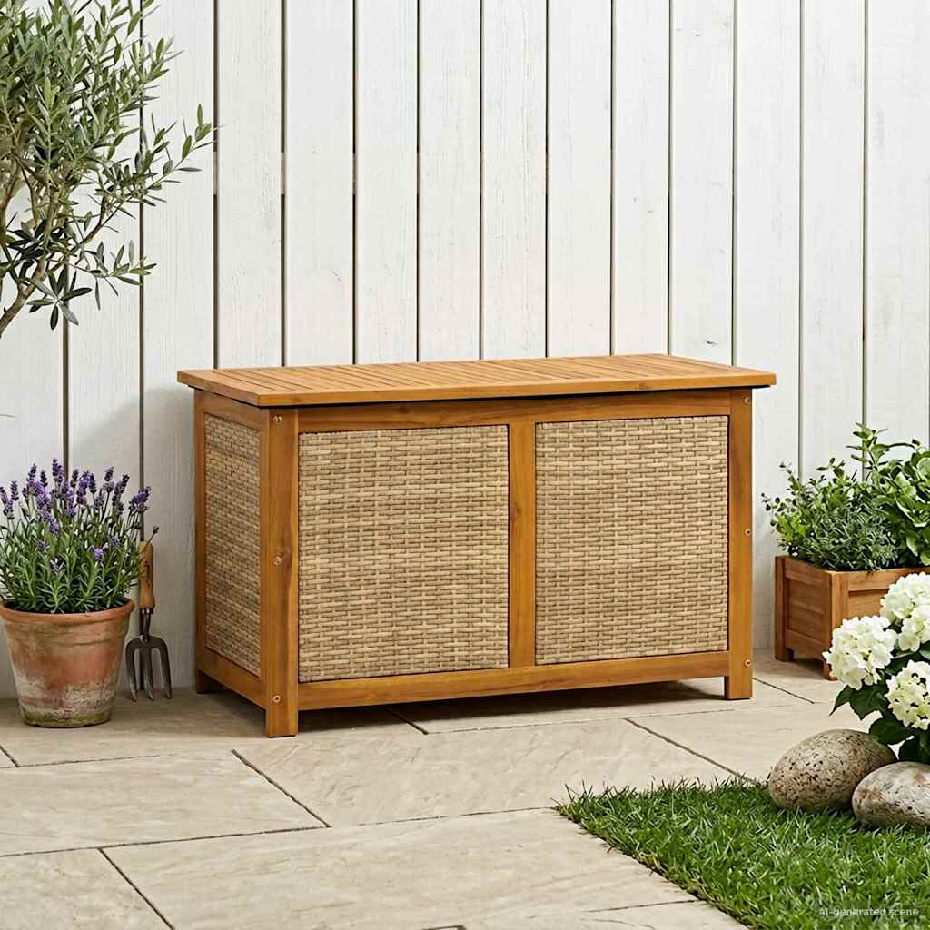 Gartenlagerbox 141 L Massivholz Akazie 90 x 50 x 56 cm Beige