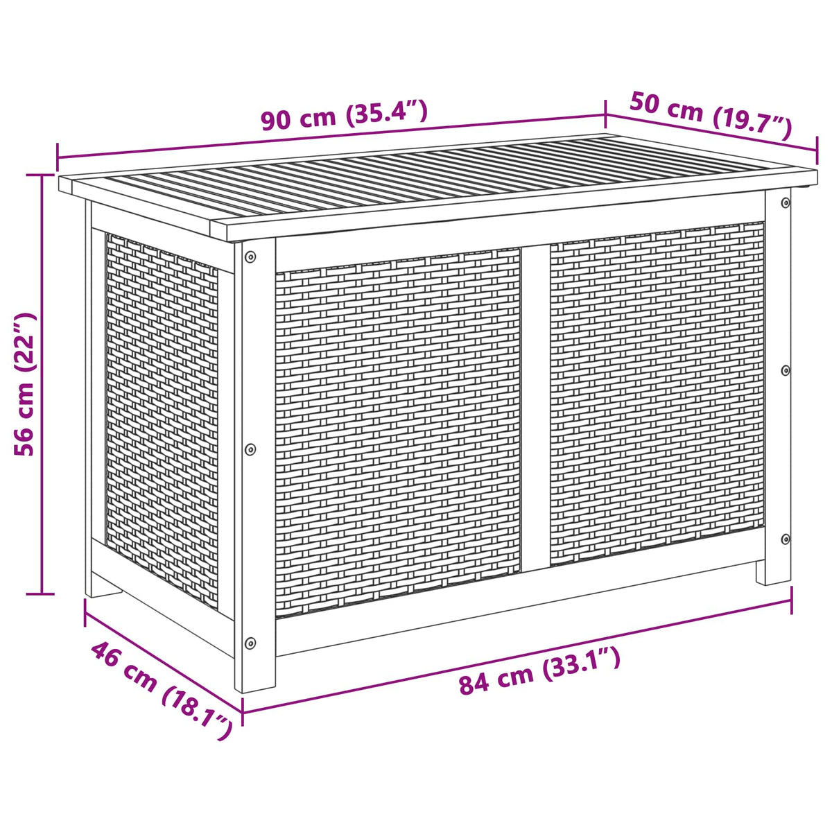 Gartenlagerbox 141 L Massivholz Akazie 90 x 50 x 56 cm Beige
