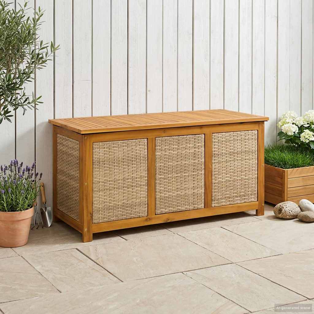 Gartenlagerbox 185 L Massivholz Akazie 113 x 50 x 56 cm Beige