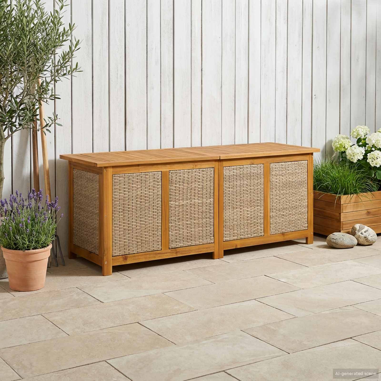 Gartenlagerbox 185 L Massivholz Akazie 150 x 50 x 56 cm Beige