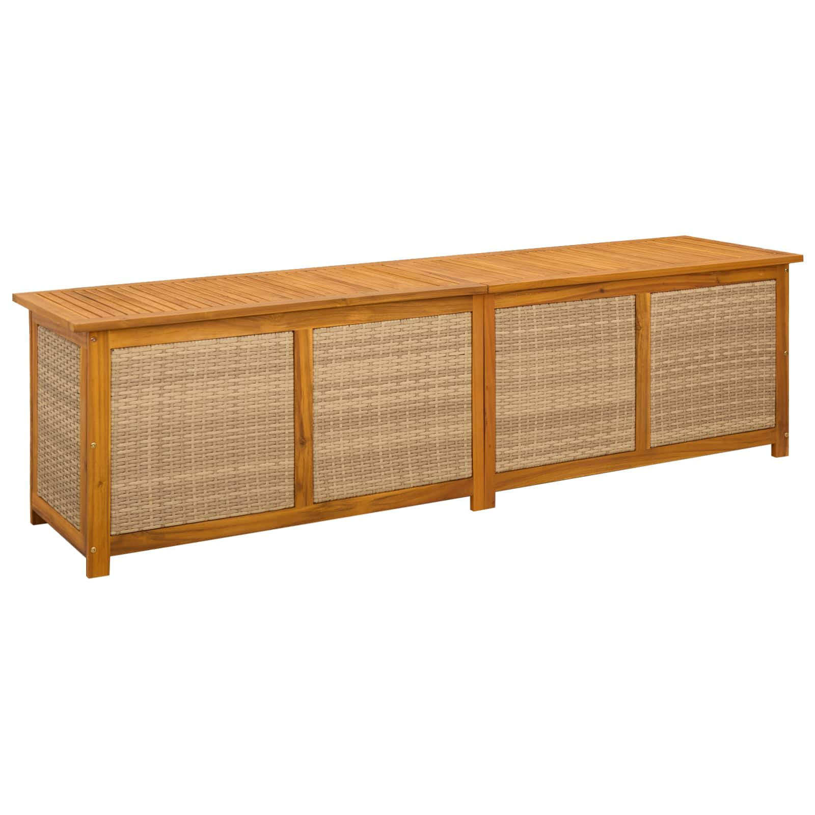 Gartenlagerbox 185 L Massivholz Akazie 200 x 50 x 56 cm Beige