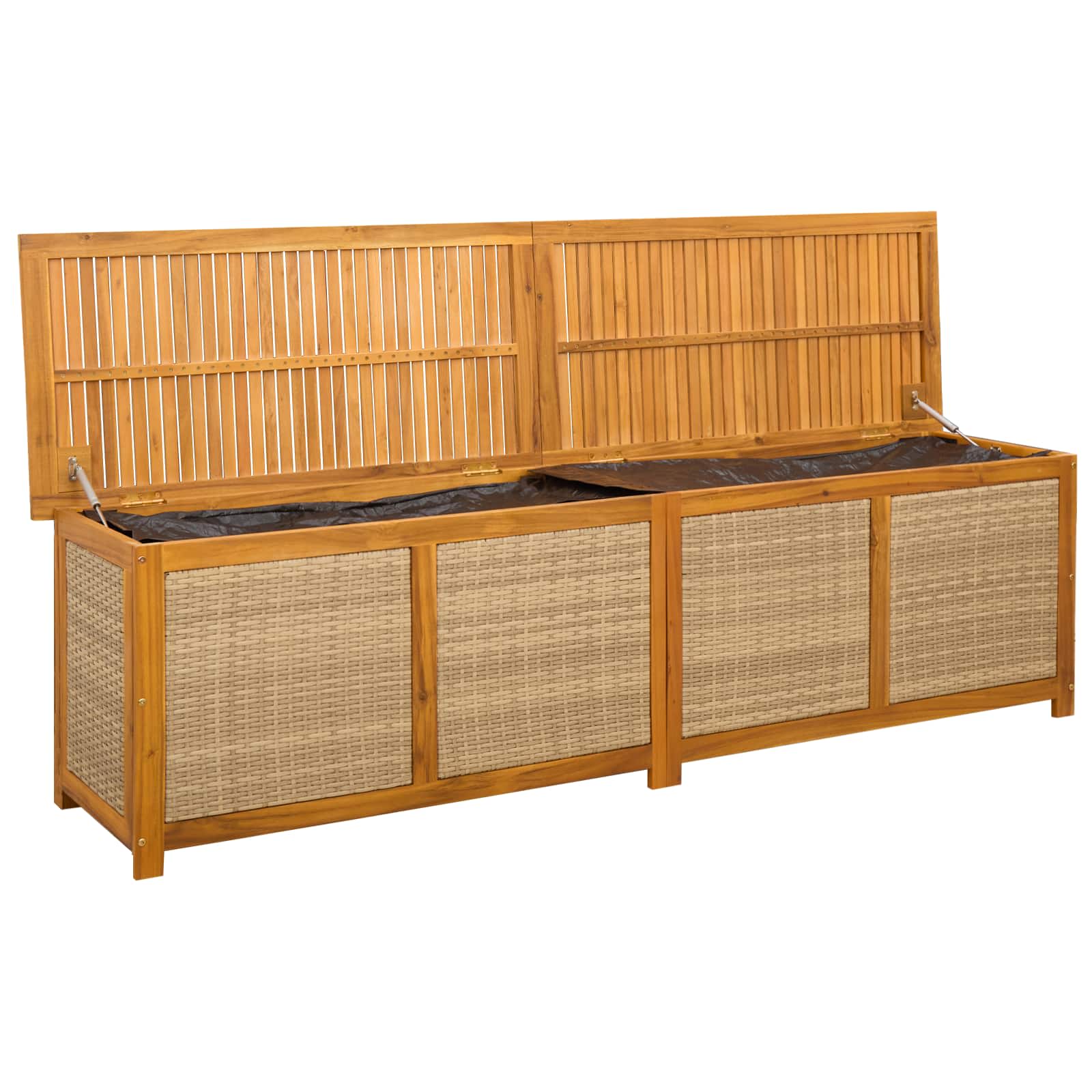 Gartenlagerbox 185 L Massivholz Akazie 200 x 50 x 56 cm Beige